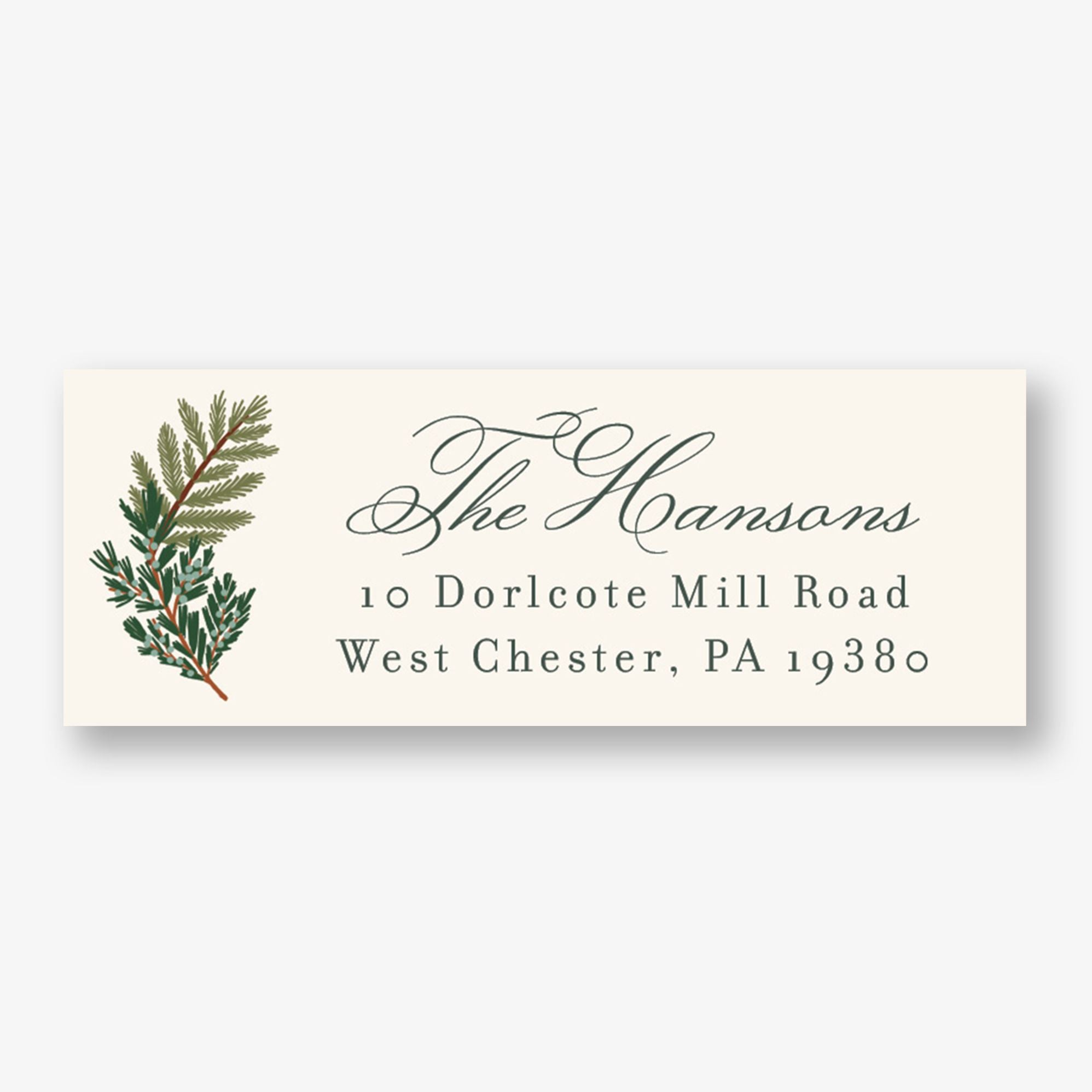Pine Bough Frame Return Address Label