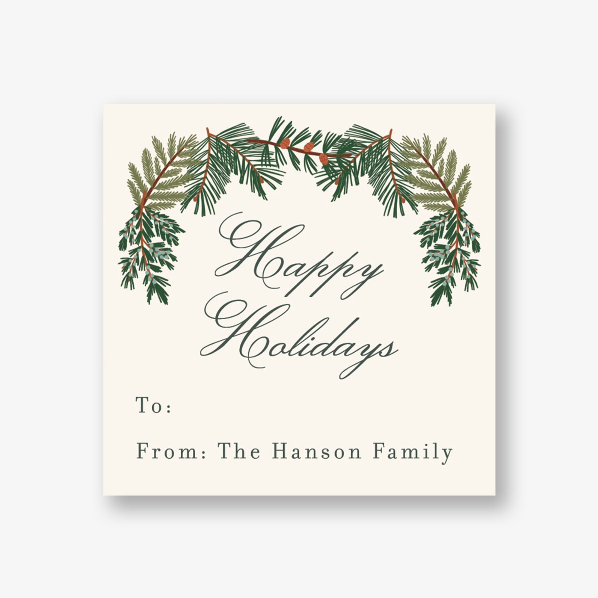 Pine Bough Frame Gift Tag