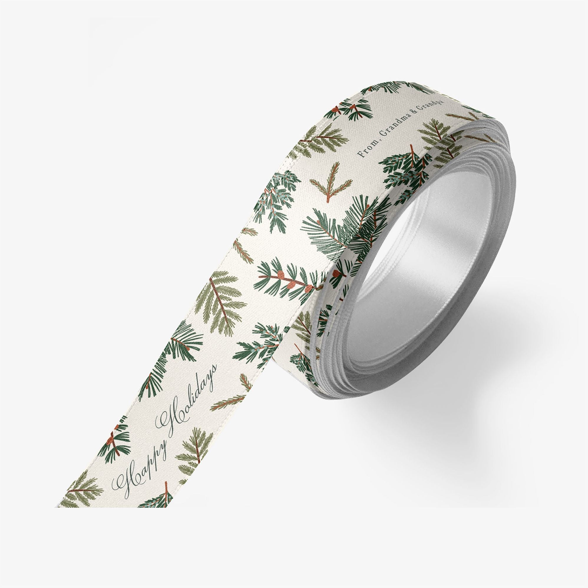 Pine Bough Frame Custom Ribbon 2 Yard Spool