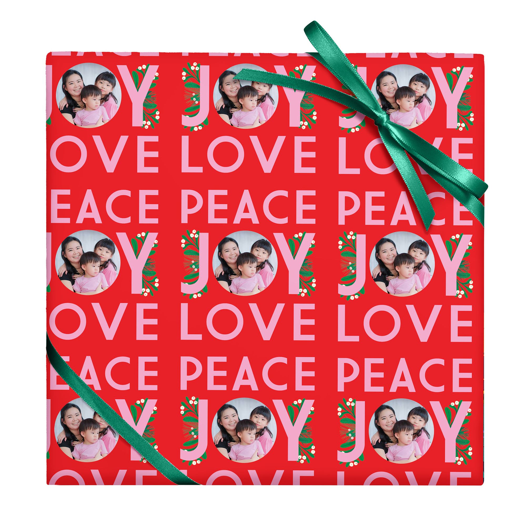 Bright Peace Love Joy Photo Custom Wrapping Paper