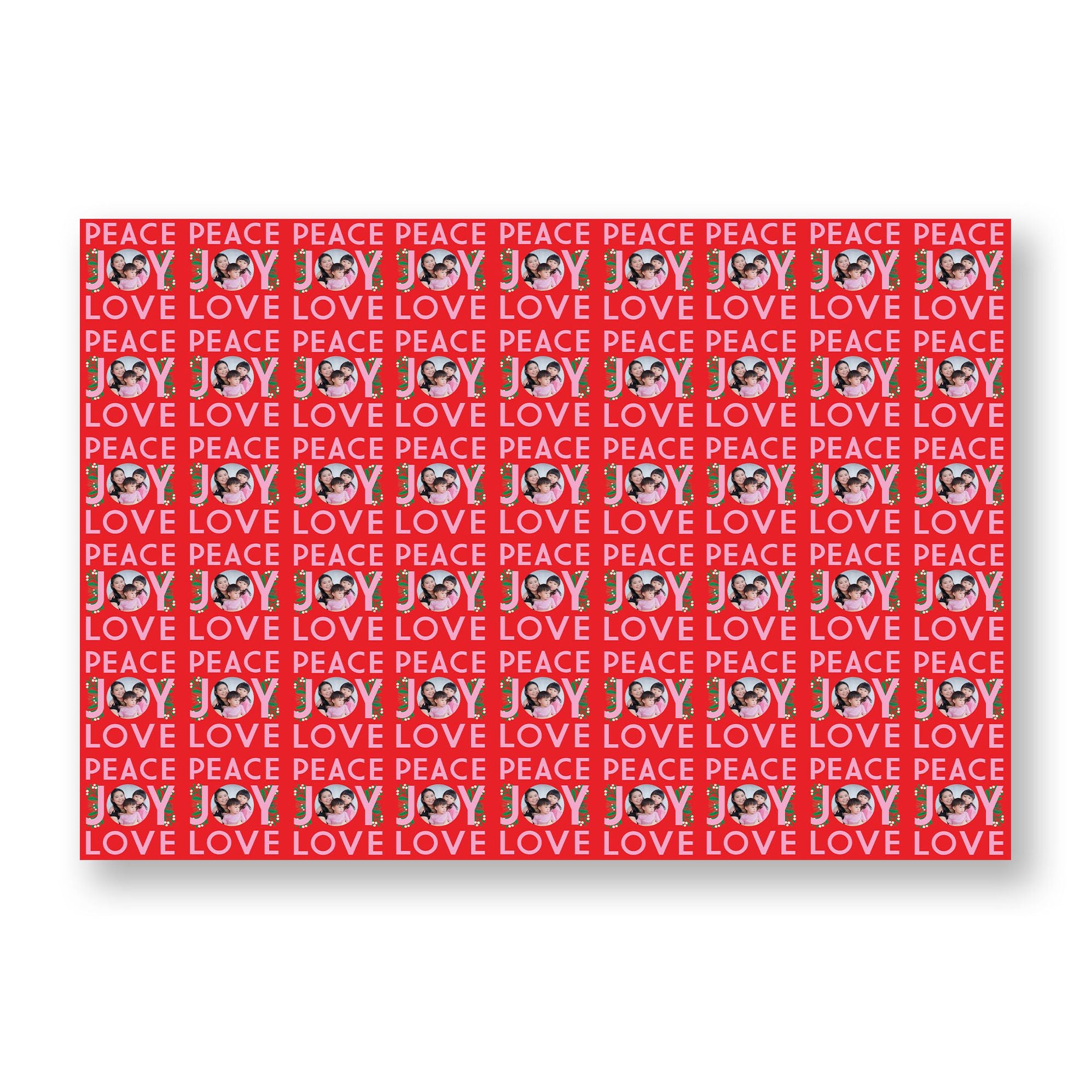 Bright Peace Love Joy Photo Custom Wrapping Paper