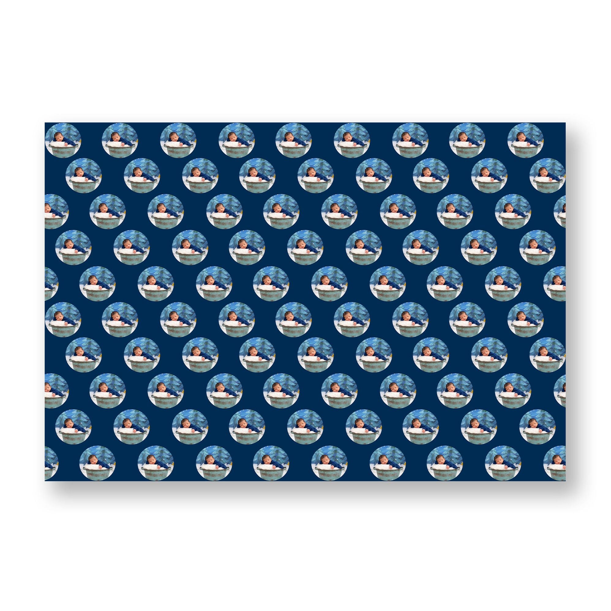Holiday Circle Photo Frame Custom Wrapping Paper