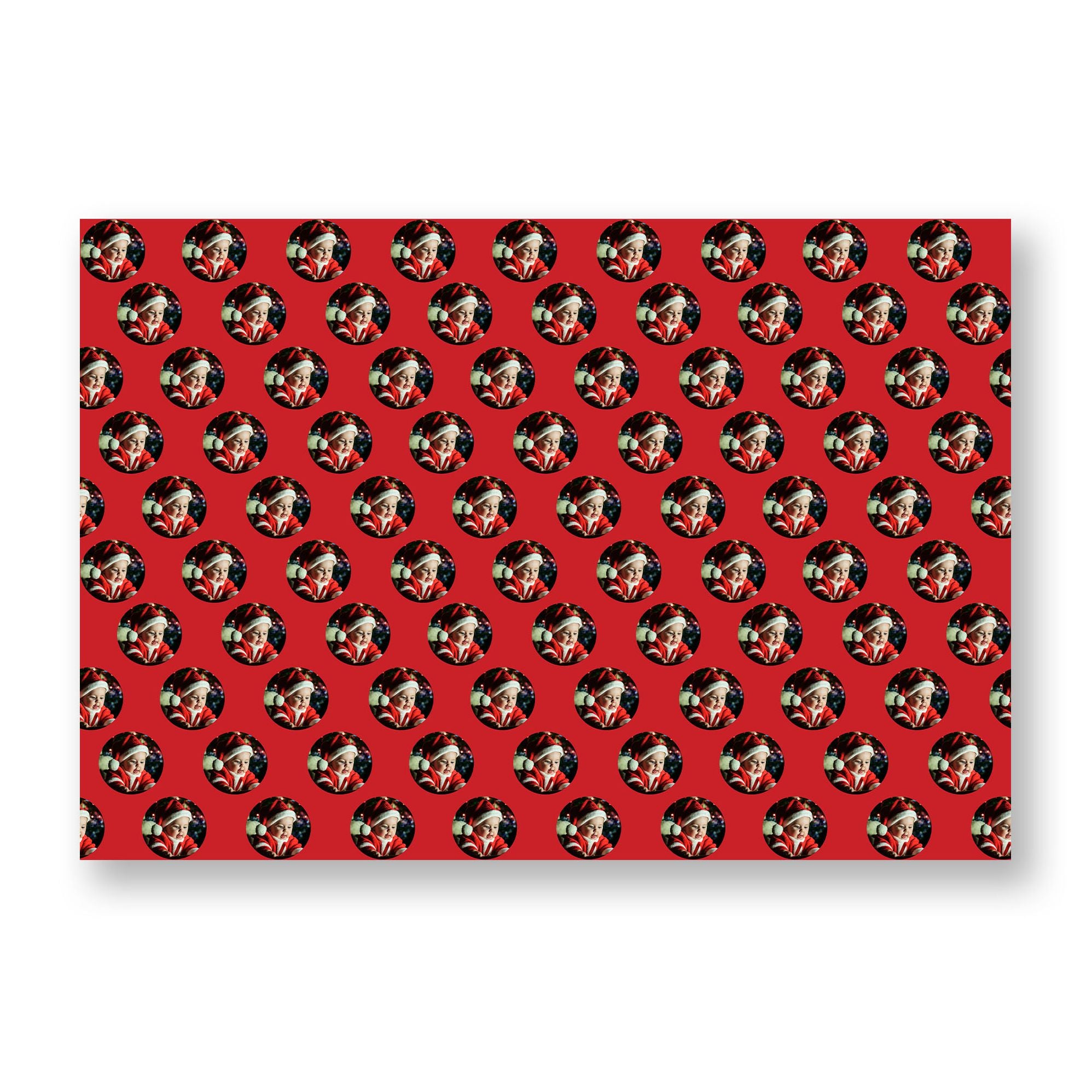 Holiday Circle Photo Frame Custom Wrapping Paper