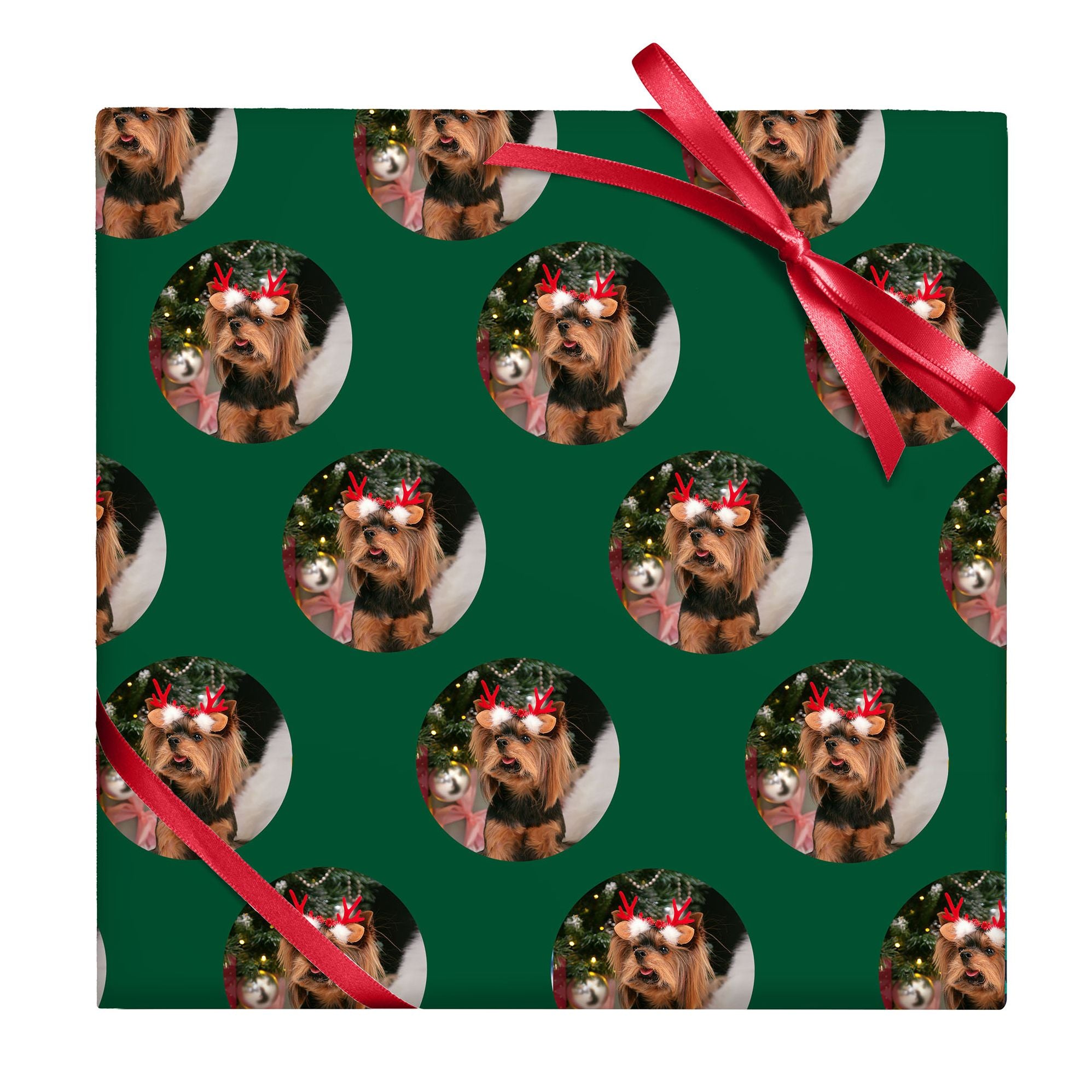 Holiday Circle Photo Frame Custom Wrapping Paper