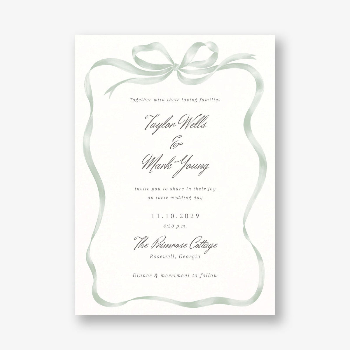 Flowing Bow Wedding Invitation
