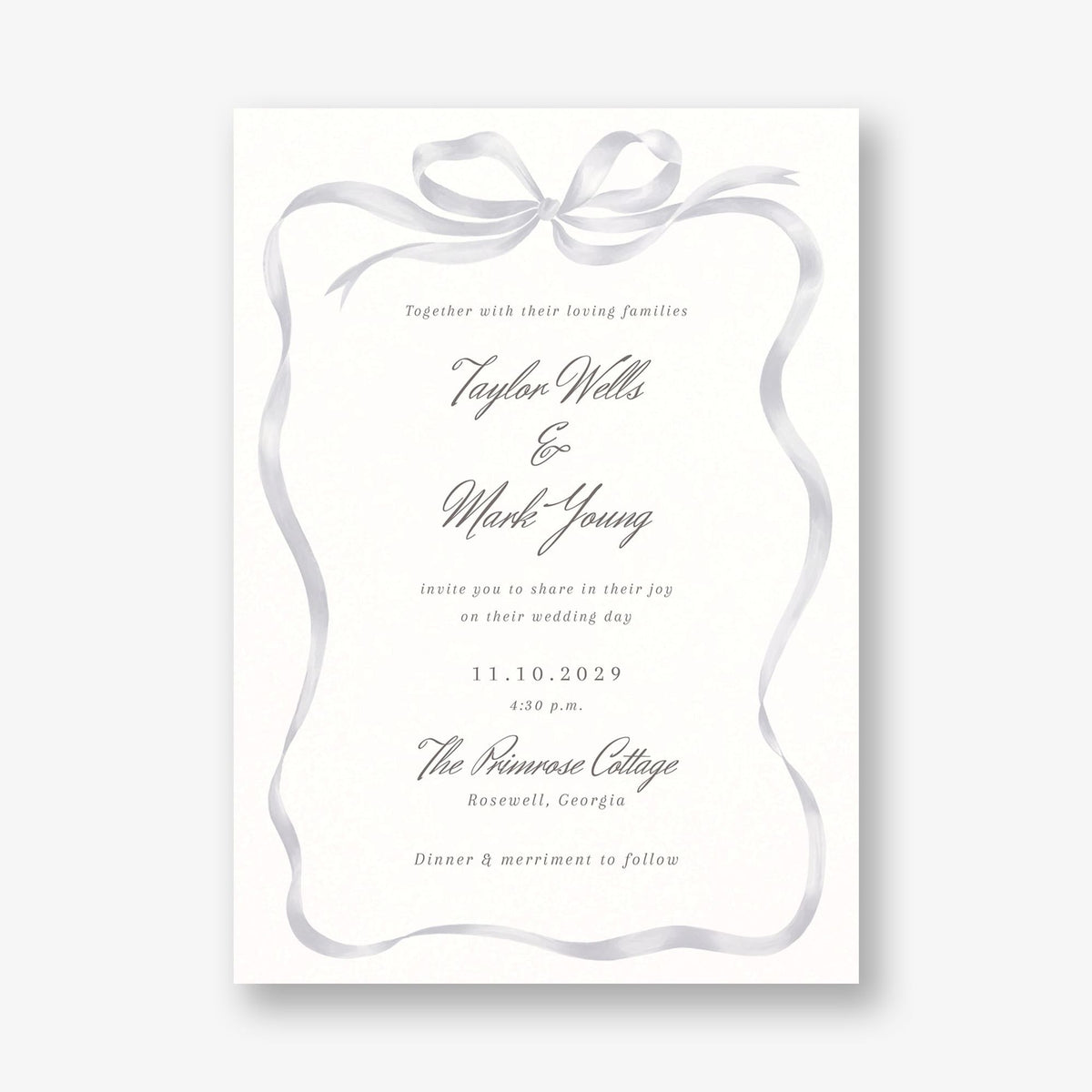 Flowing Bow Wedding Invitation