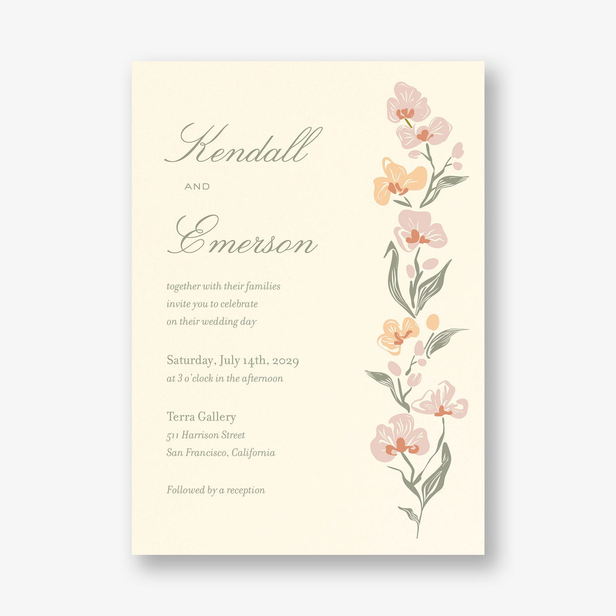 Climbing Florals Wedding Invitation