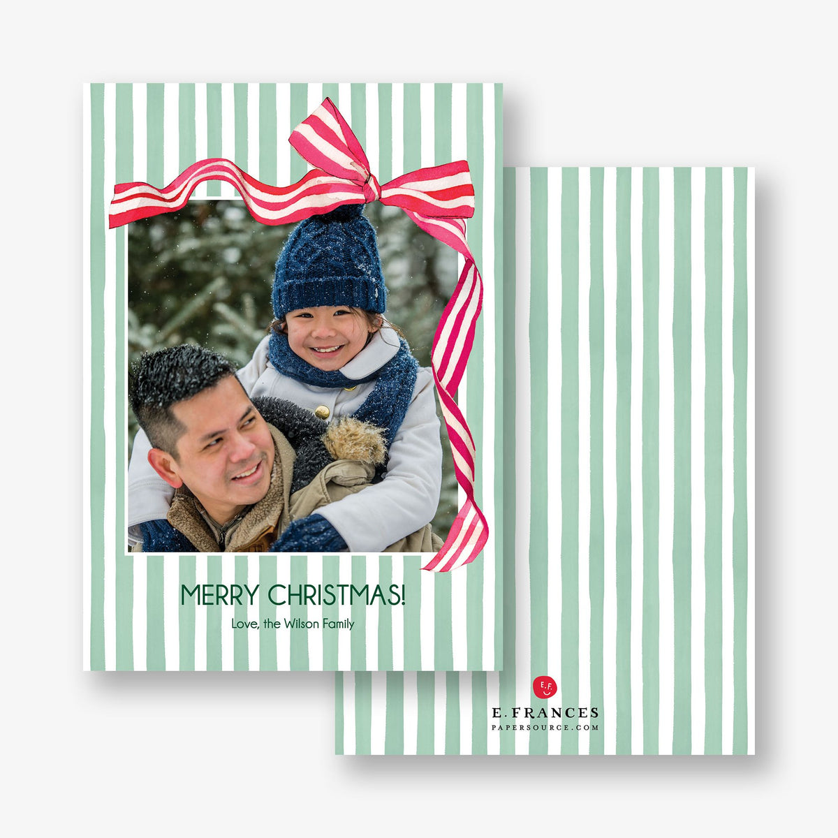 Striped Bow Holiday Photo Card