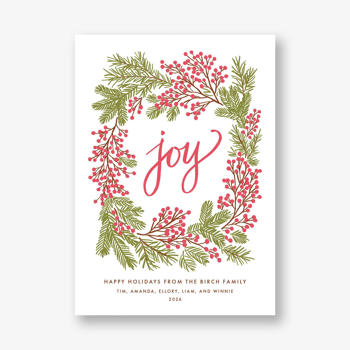 Red Berry Wreath Holiday Card