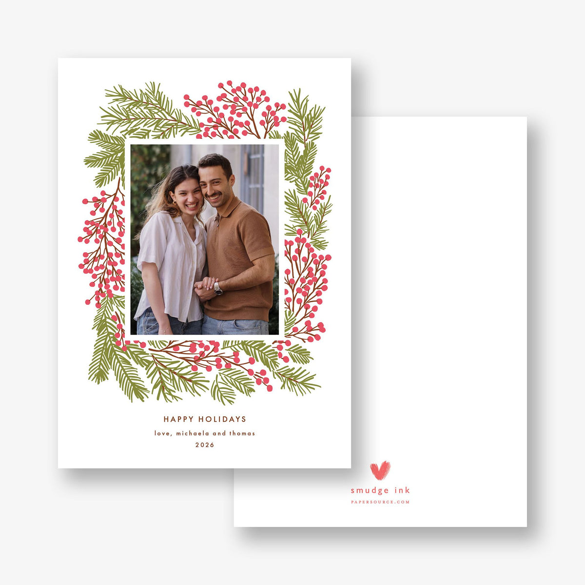Red Berry Wreath Holiday Photo Card