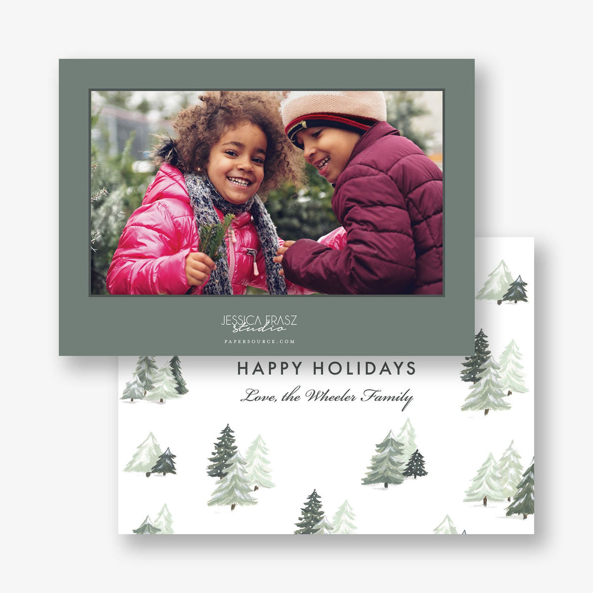 Green Trees Holiday Photo Card