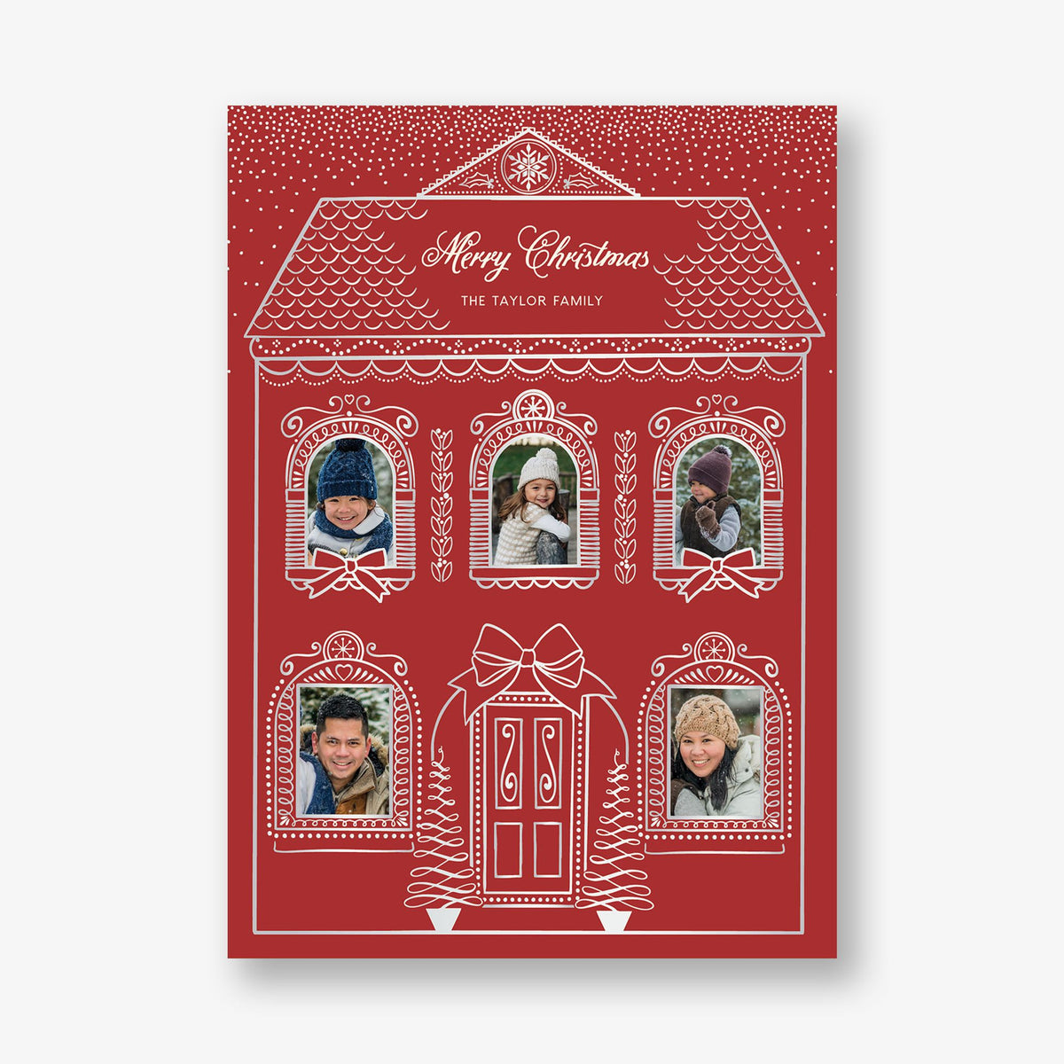 Gingerbread House Foil Holiday Photo Card