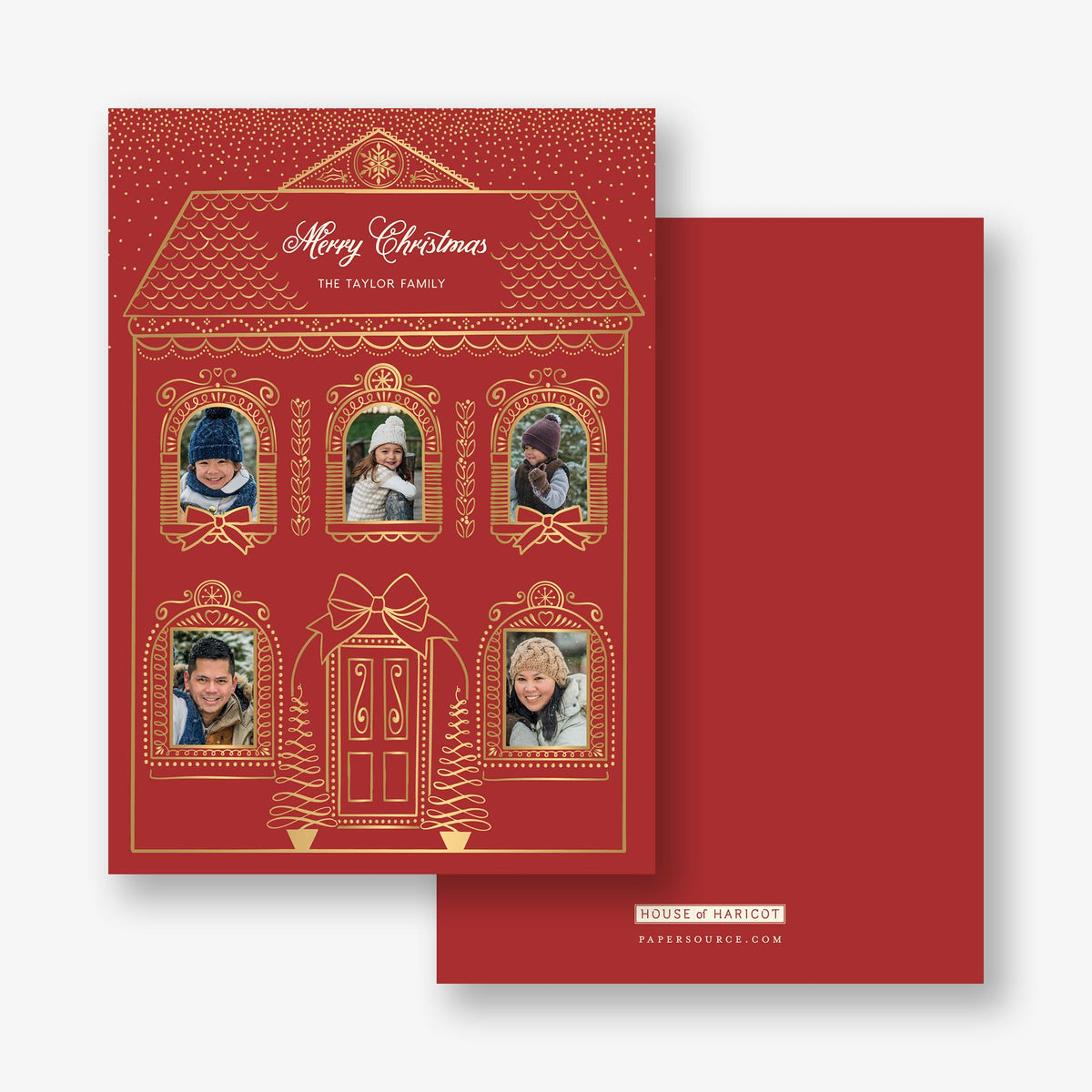 Gingerbread House Foil Holiday Photo Card