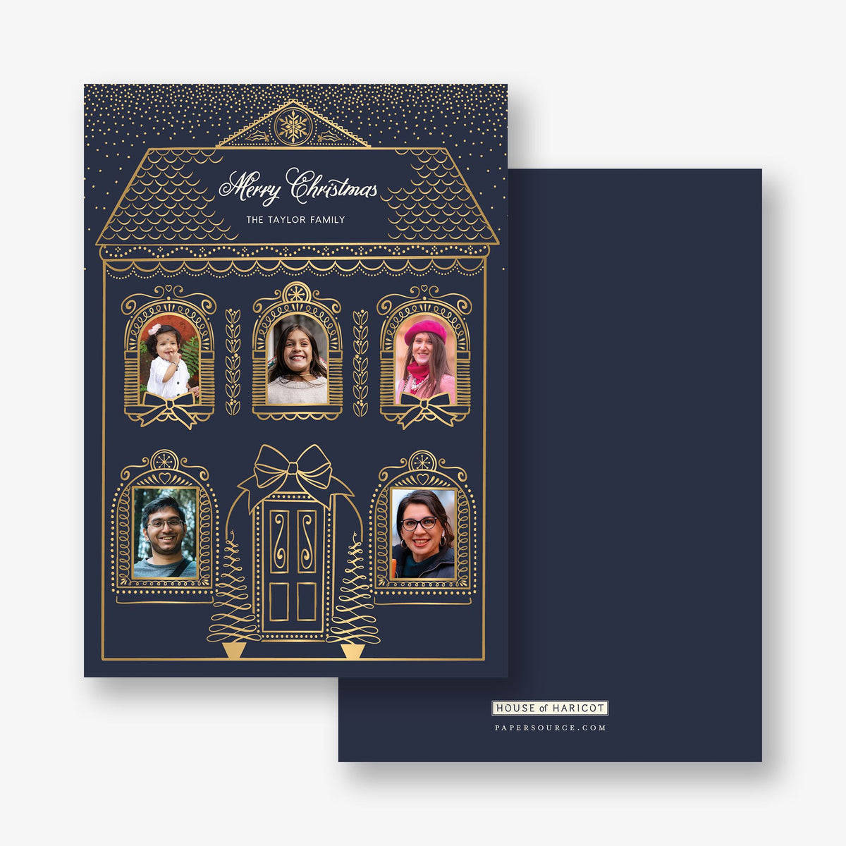 Gingerbread House Foil Holiday Photo Card