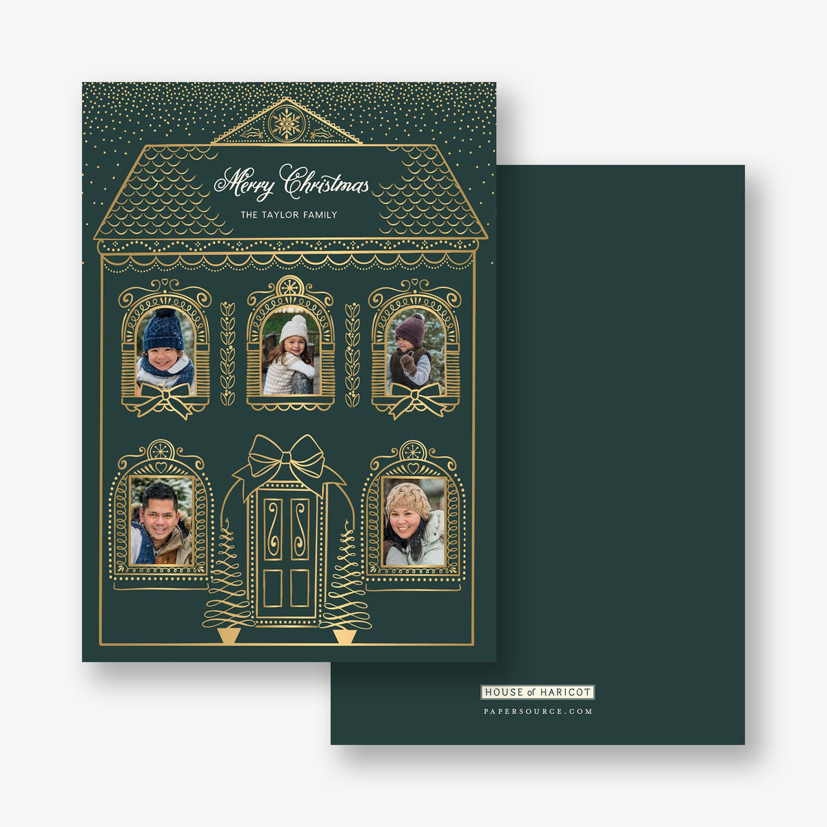Gingerbread House Foil Holiday Photo Card