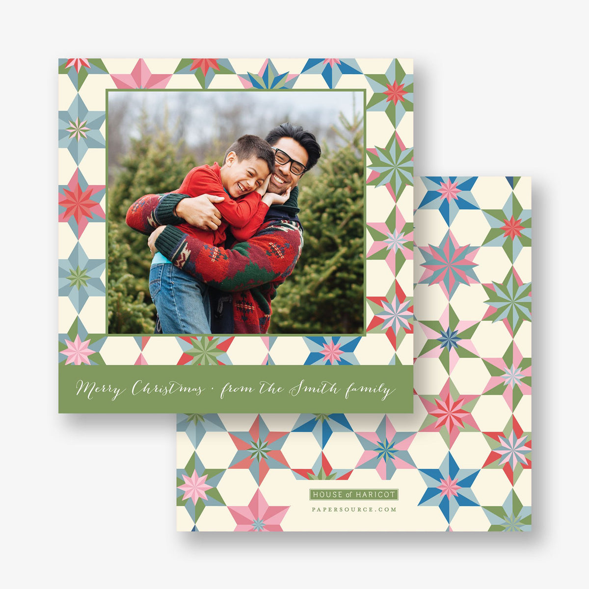 Quilted Stars Holiday Photo Card
