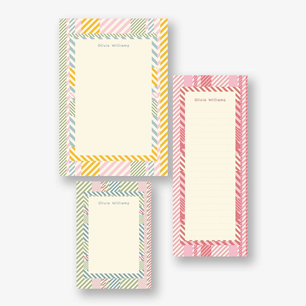 Diagonal Stripes Personalized Mixed Notepad Set