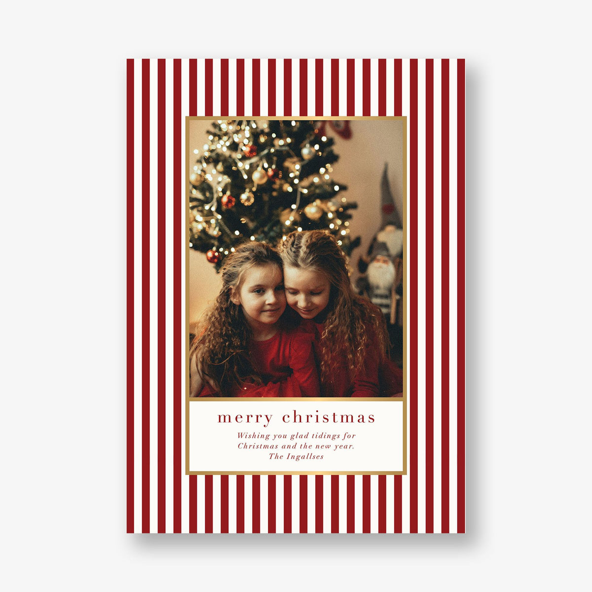 Pinstripe Frame Foil Holiday Photo Card