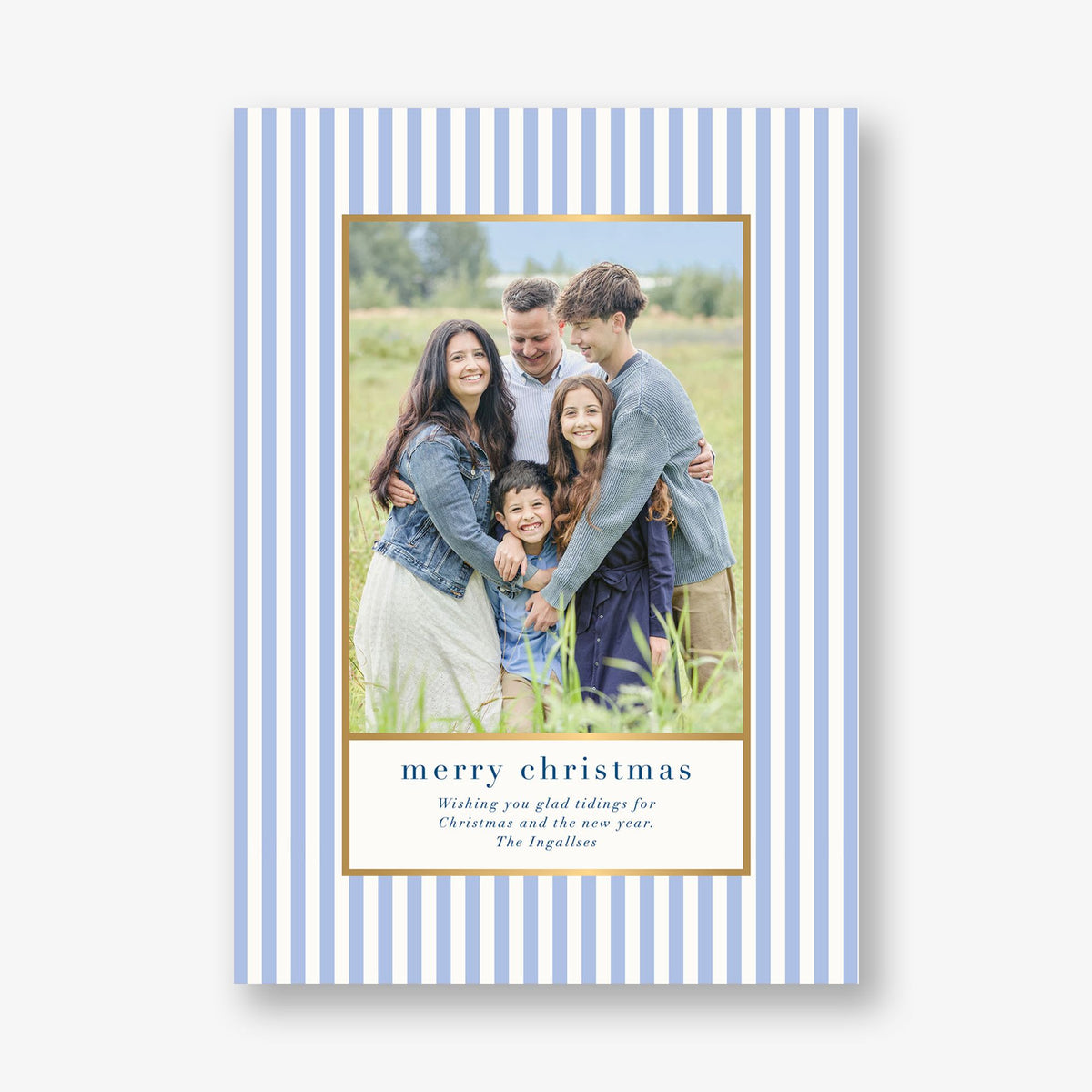 Pinstripe Frame Foil Holiday Photo Card