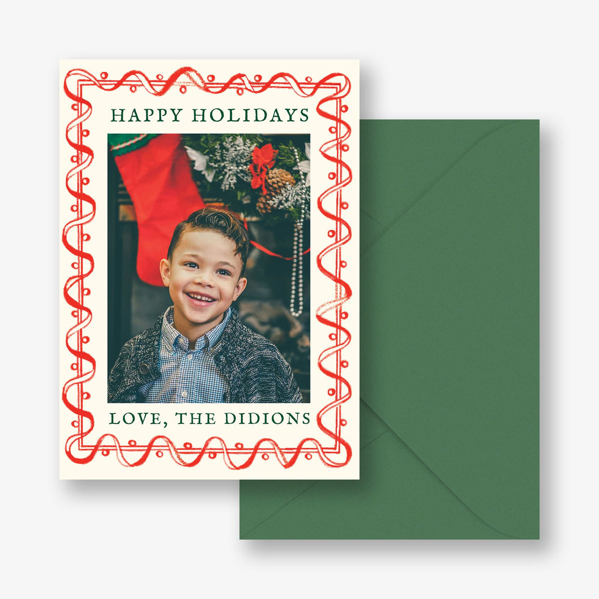 Ribbon Trim Holiday Photo Card