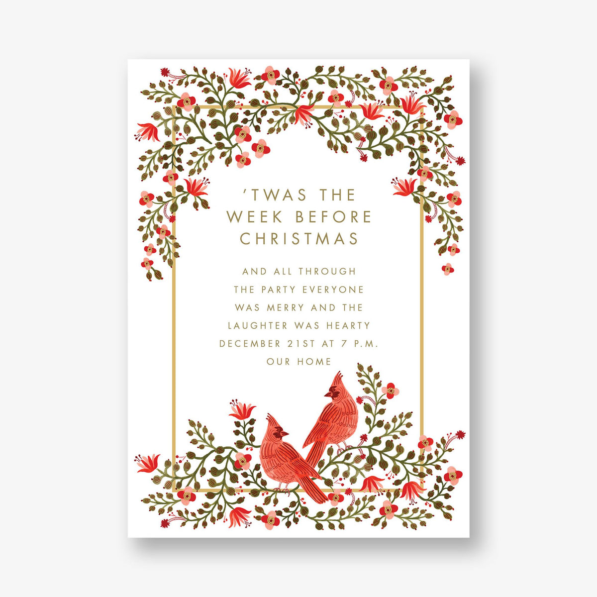 Cardinal Duo Holiday Invitation