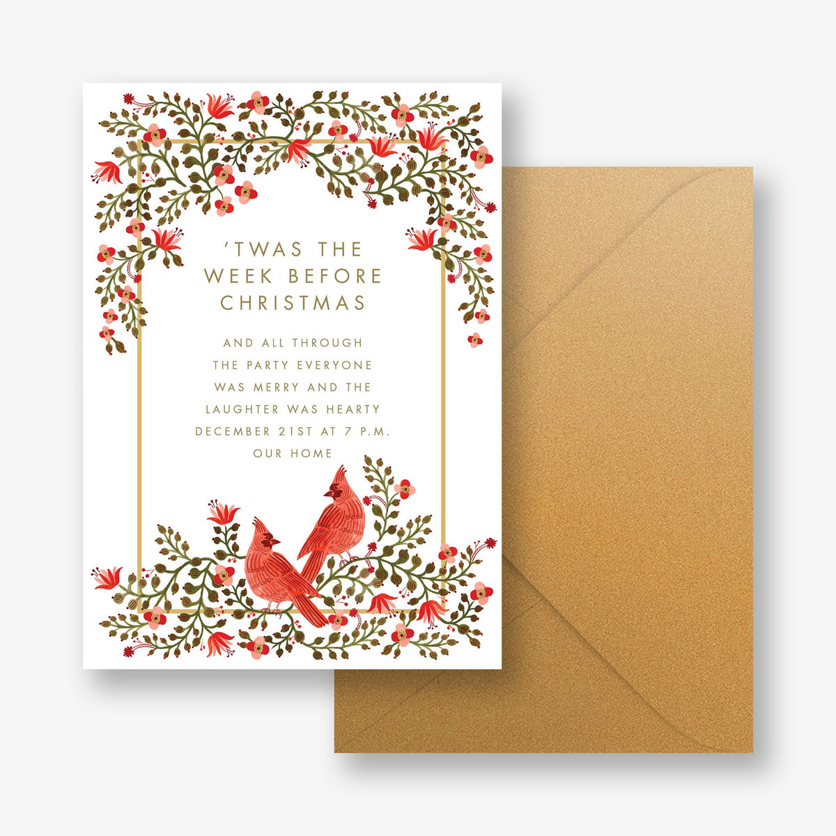 Cardinal Duo Holiday Invitation