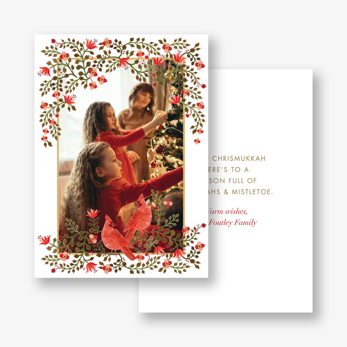 Cardinal Duo Frame Holiday Photo Card