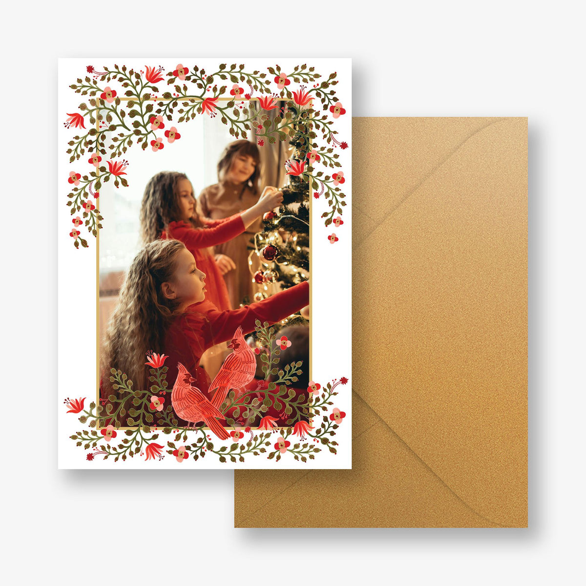Cardinal Duo Frame Holiday Photo Card