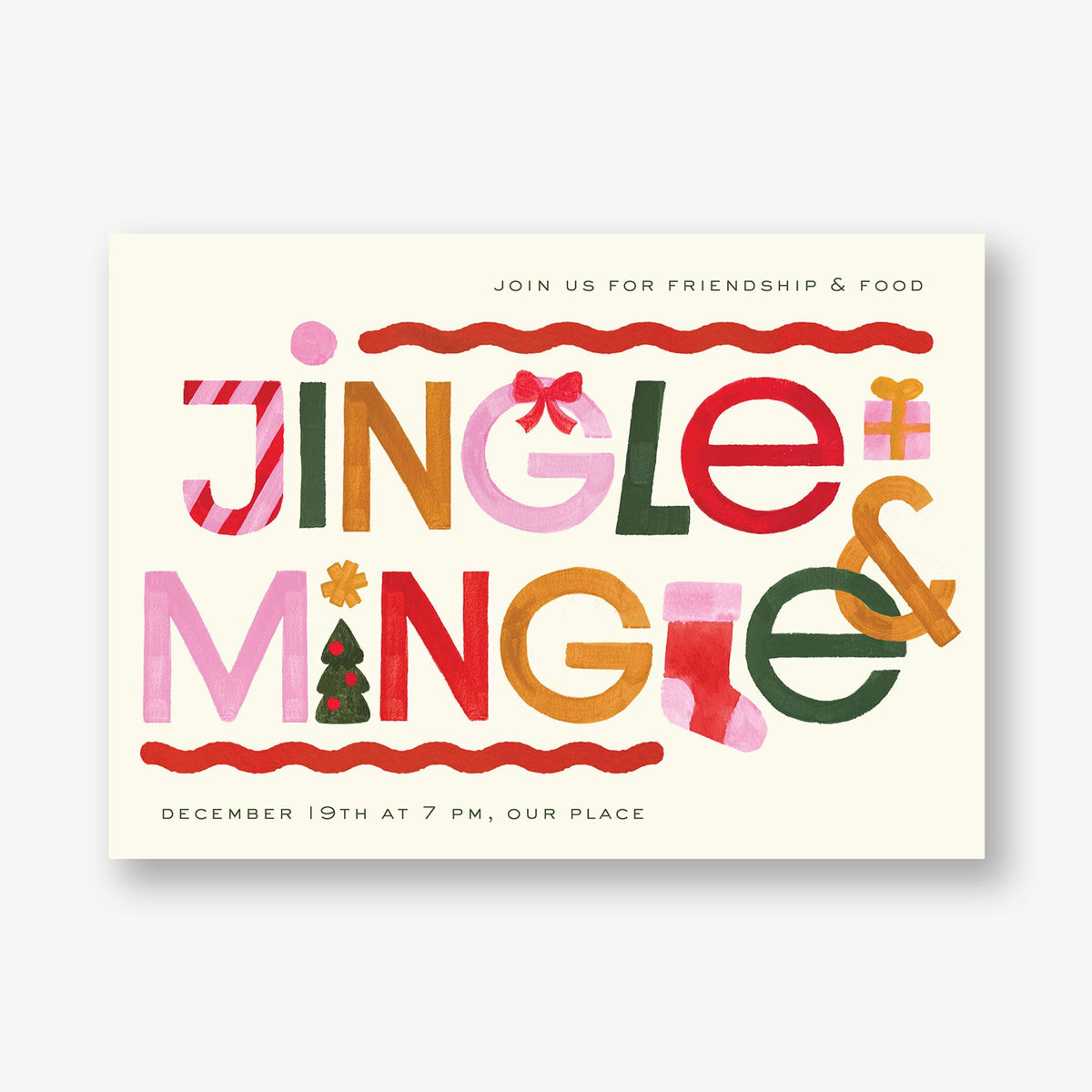 Festive Lettering Holiday Invitation