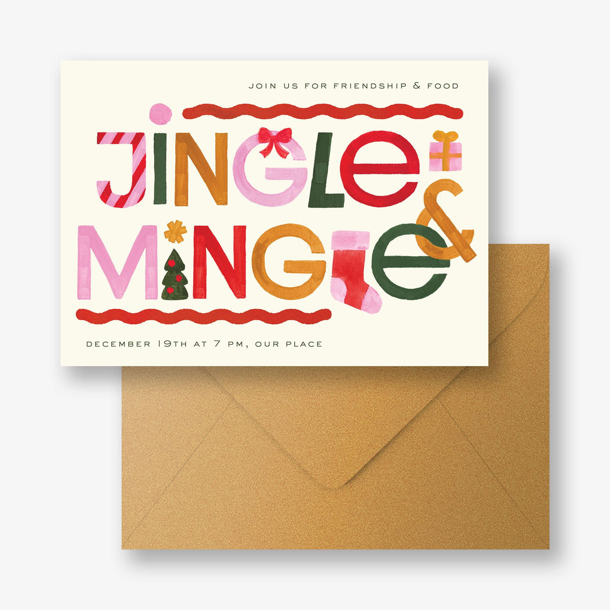 Festive Lettering Holiday Invitation