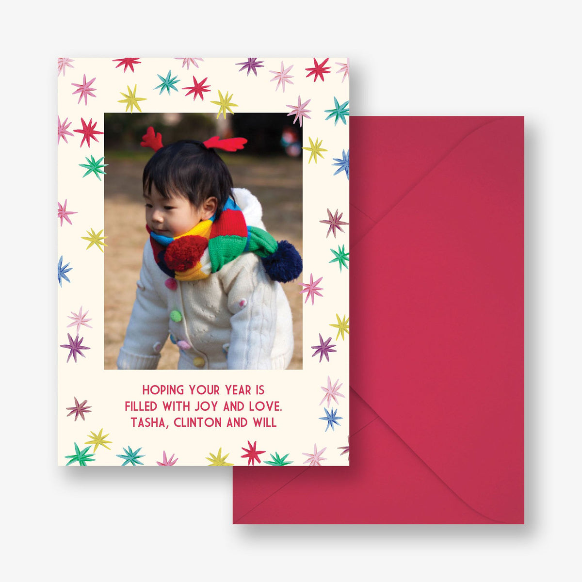 Colorful Stars Holiday Photo Card