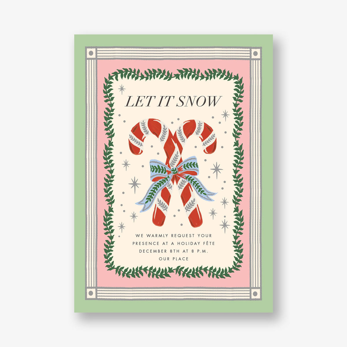 Couple of Candy Canes Holiday Invitation