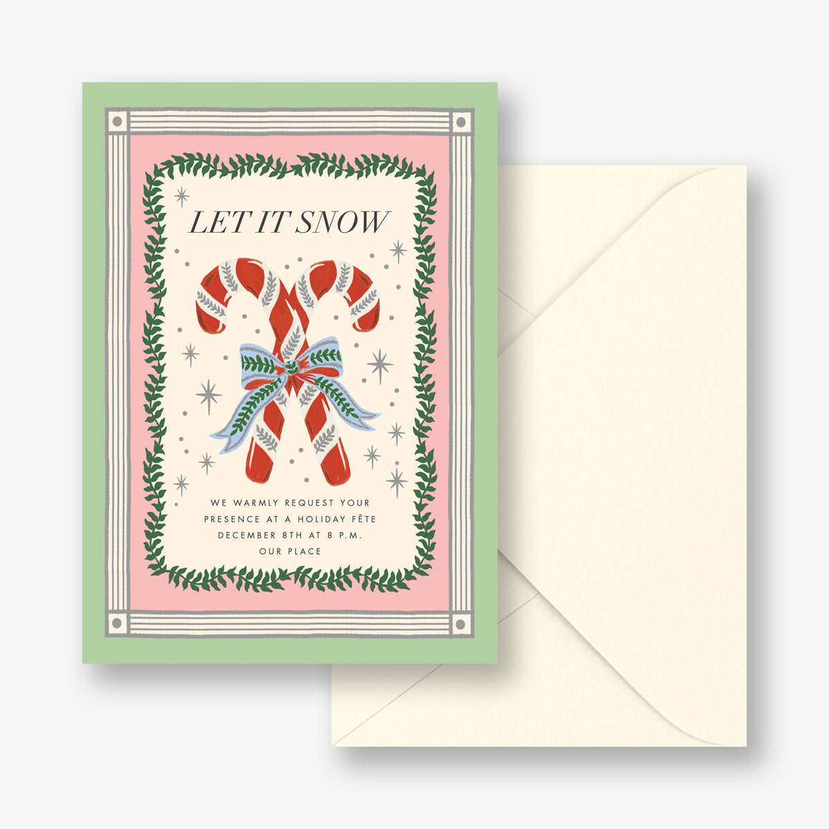 Couple of Candy Canes Holiday Invitation
