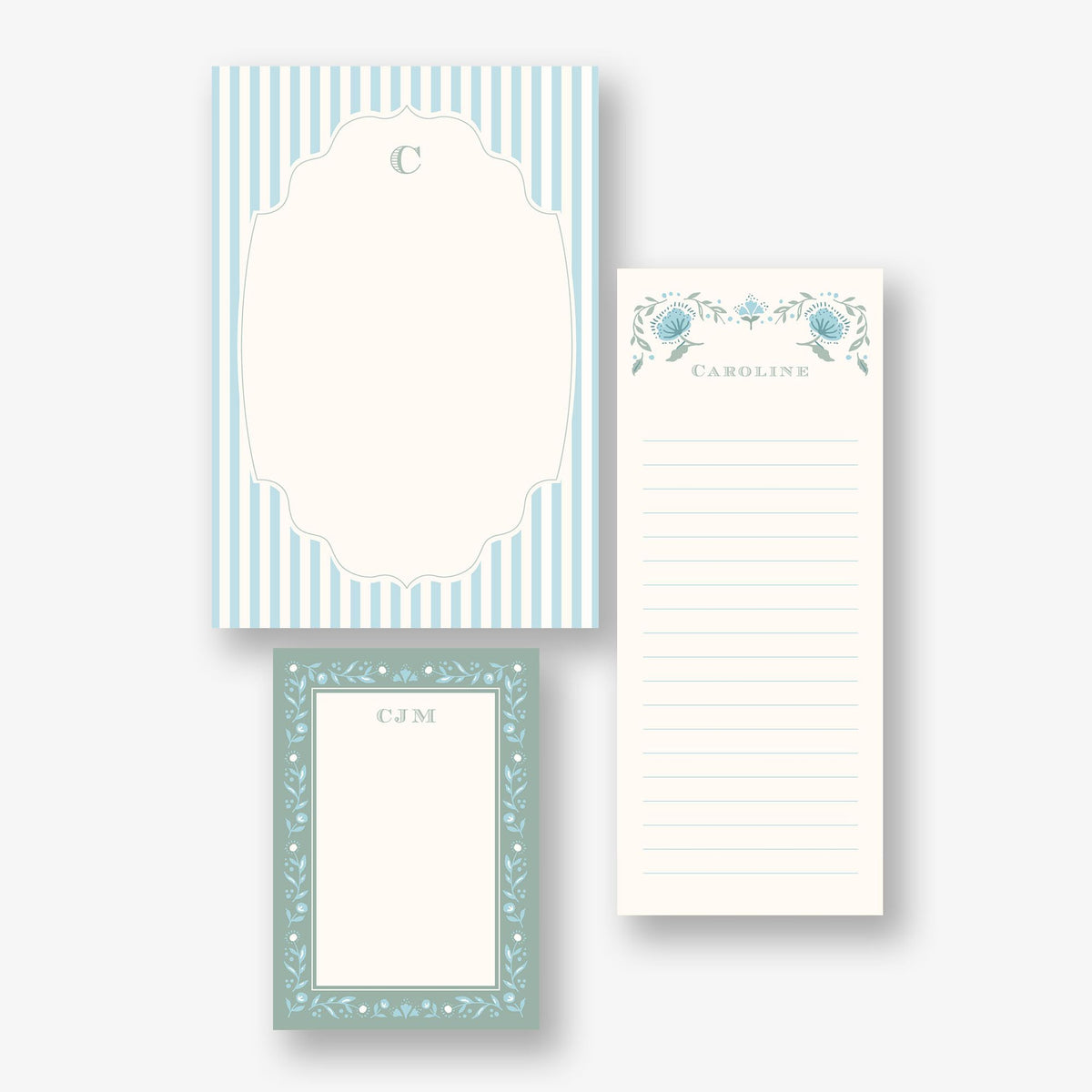 Brocade Floral Personalized Mixed Notepad Set