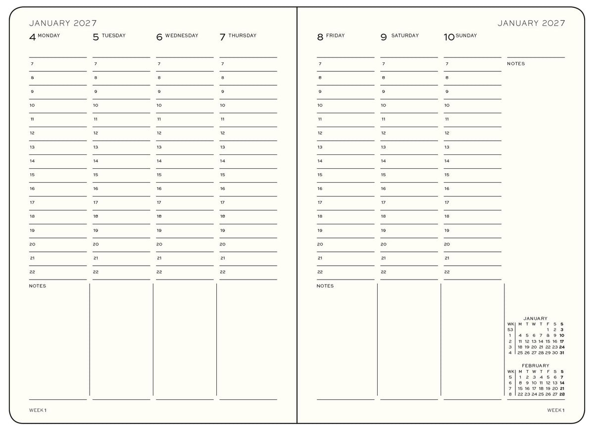 2026-2027 Leuchtturm Weekly Planner & Notebook Medium (A5) Dusty Rose ...