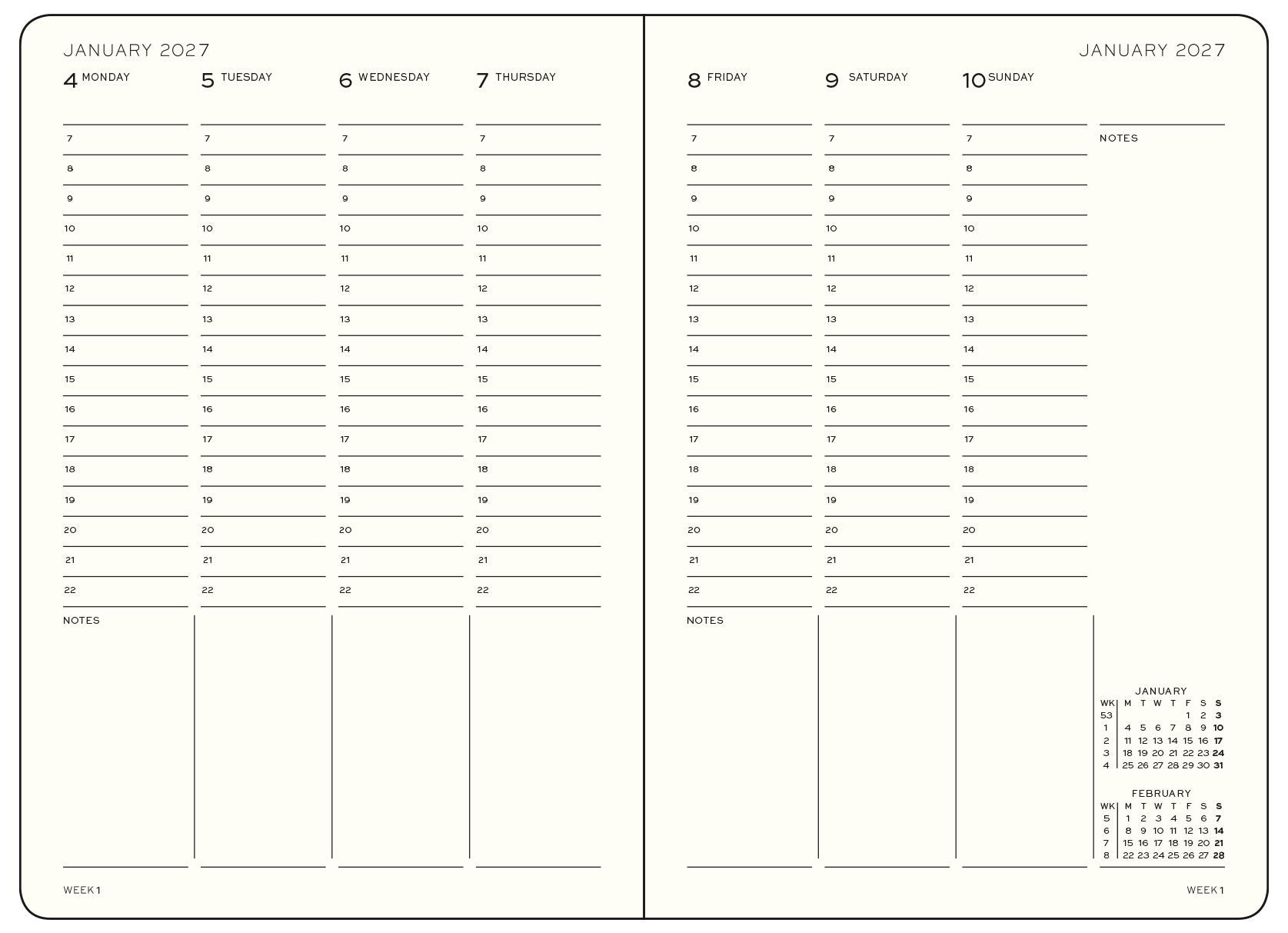 2026-2027 Leuchtturm Weekly Planner & Notebook Medium (A5) Dusty Rose, 18 Months