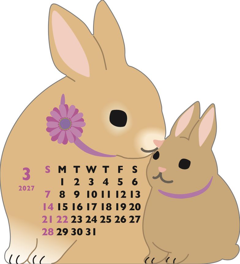 2027 Die-Cut Calendar Mini - Rabbits