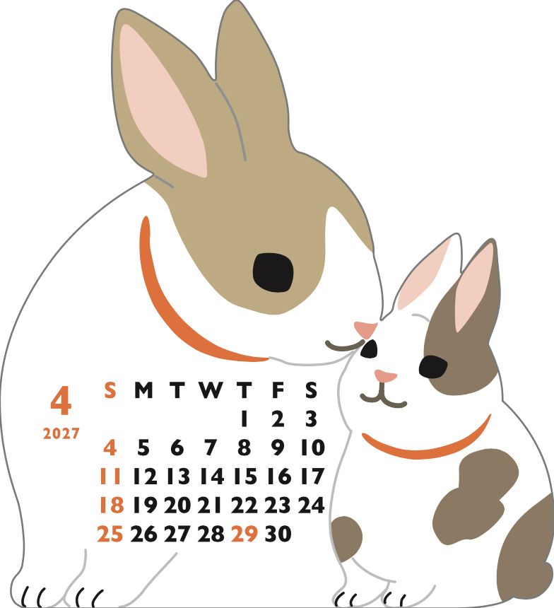 2027 Die-Cut Calendar Mini - Rabbits