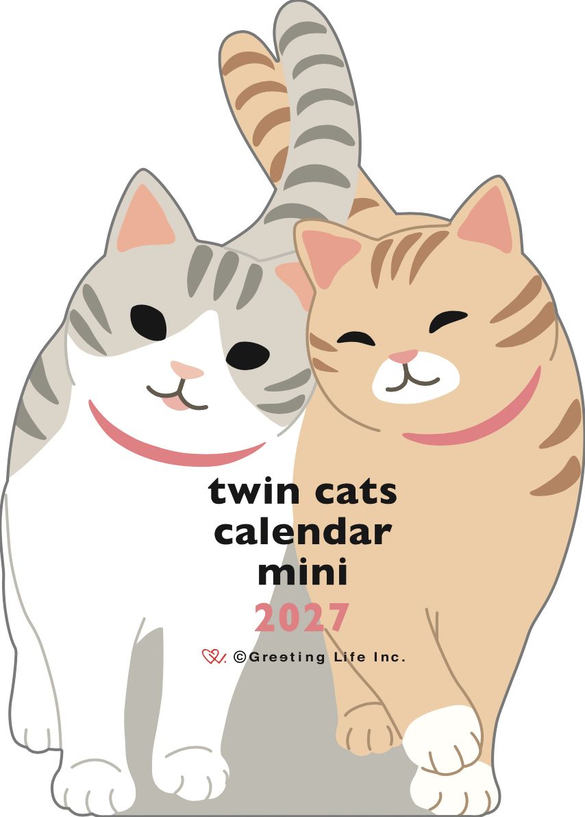 2027 Die-Cut Calendar Mini - Twin Cats