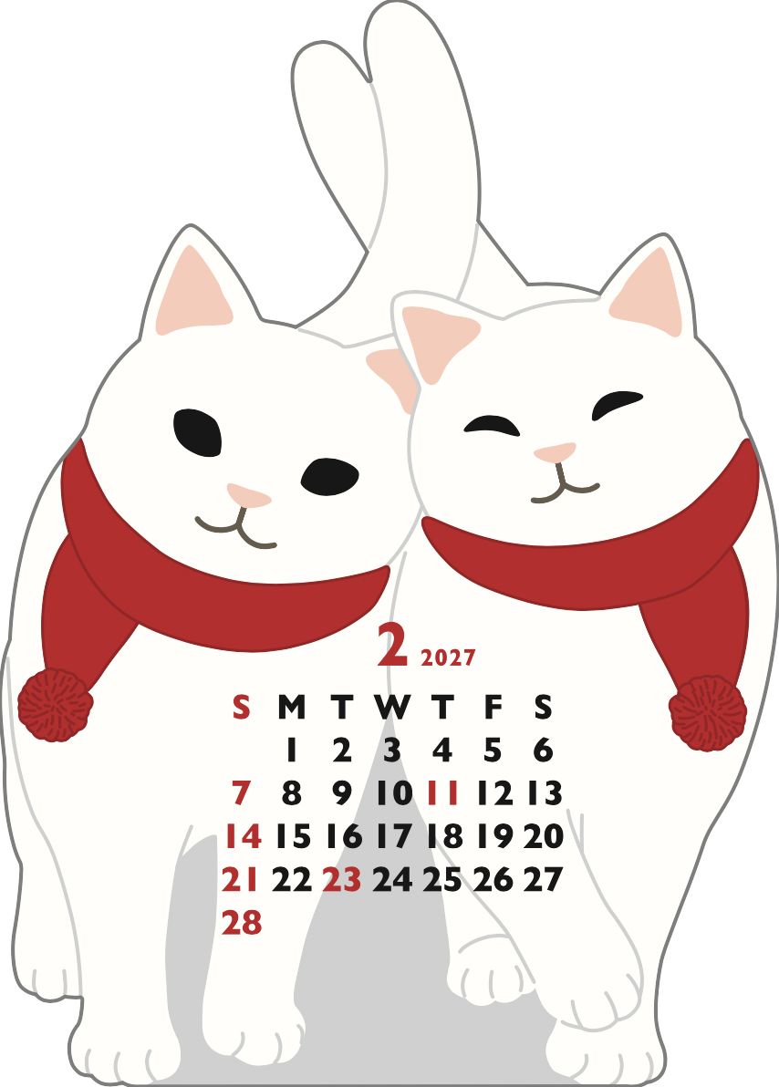 2027 Die-Cut Calendar Mini - Twin Cats