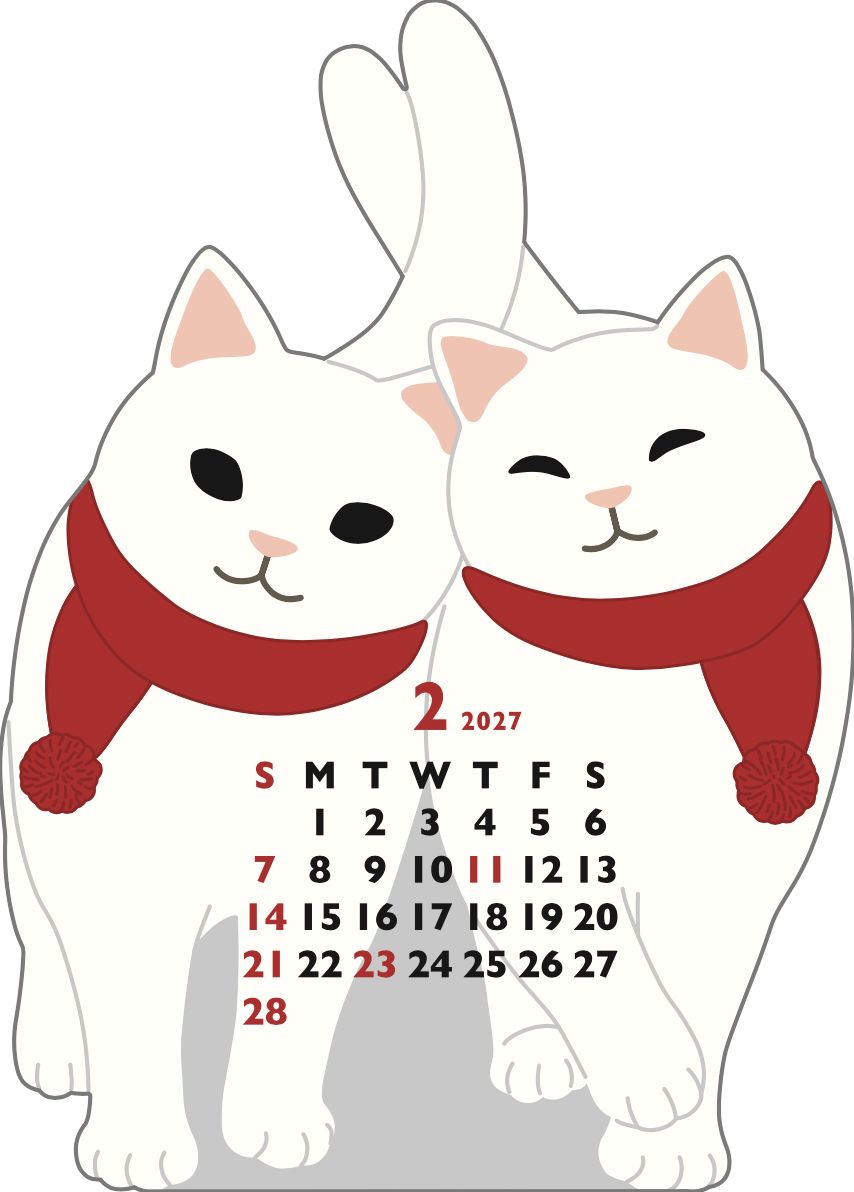 2027 Die-Cut Calendar Mini - Twin Cats