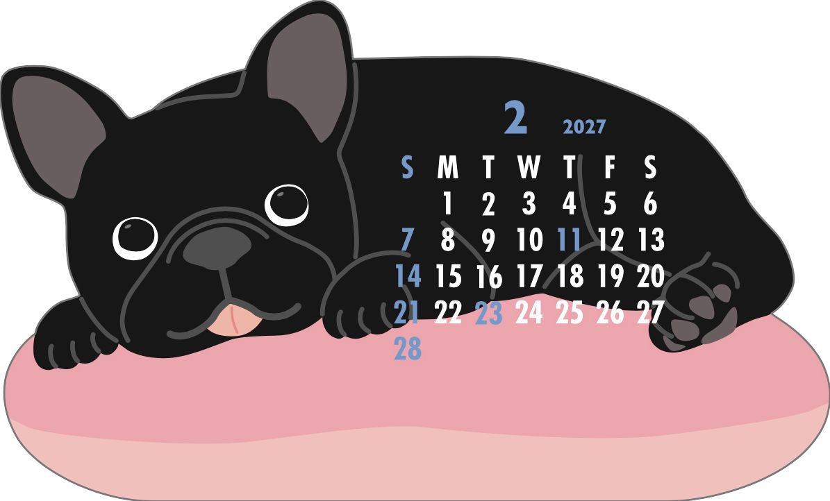2027 Die-Cut Calendar - French Bulldog