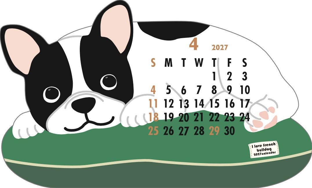 2027 Die-Cut Calendar - French Bulldog