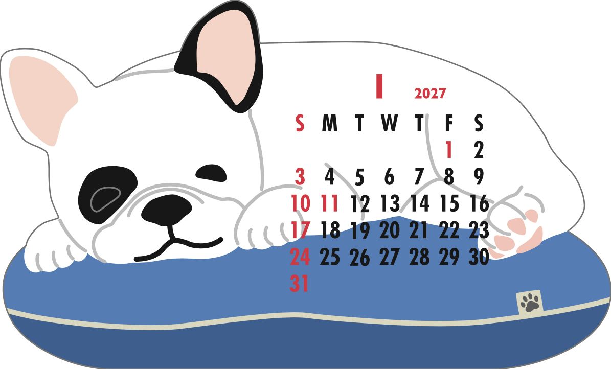 2027 Die-Cut Calendar - French Bulldog