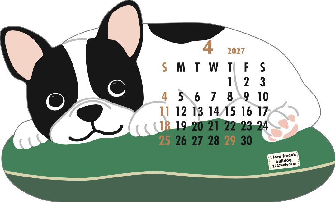 2027 Die-Cut Calendar - French Bulldog