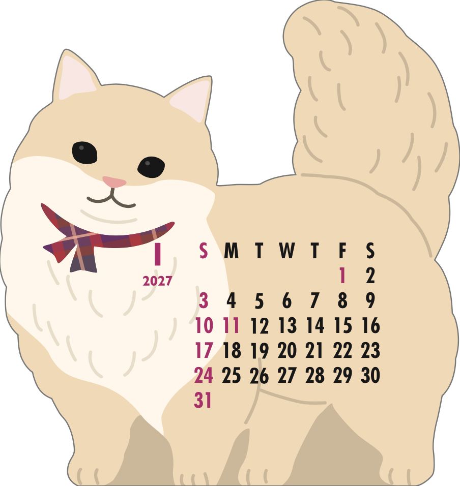 2027 Die-Cut Calendar - Munchkin Cat