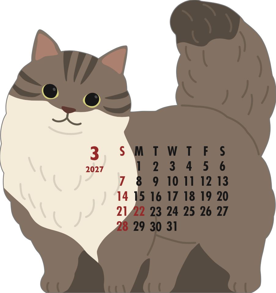 2027 Die-Cut Calendar - Munchkin Cat