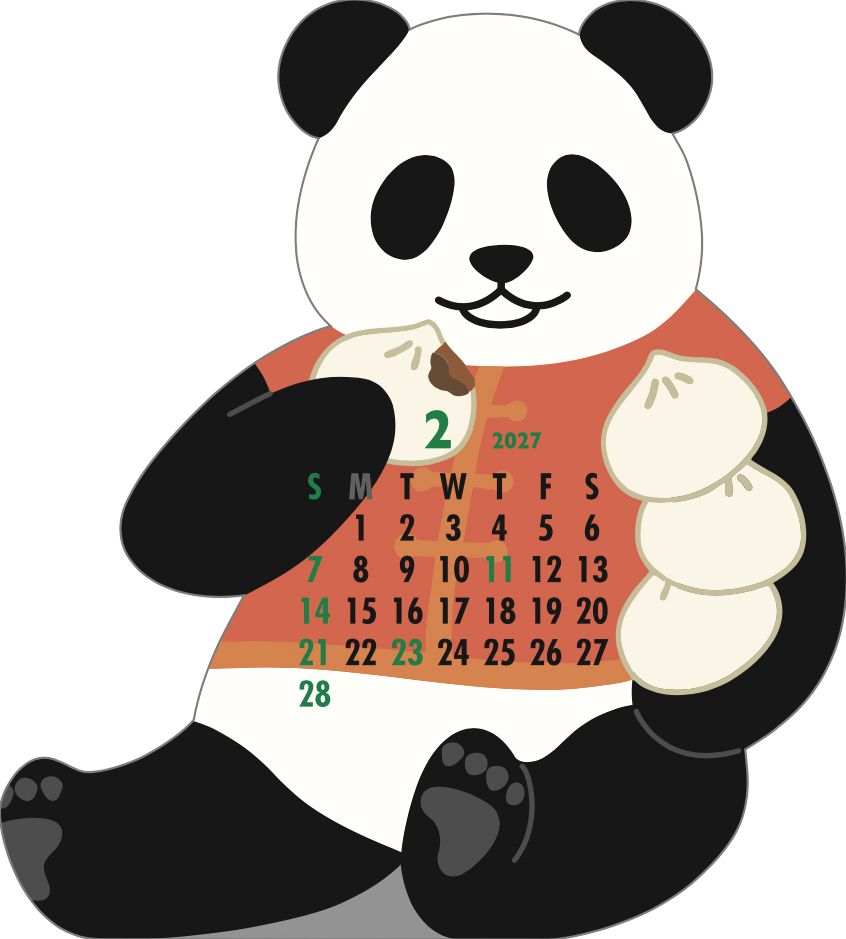 2027 Die-Cut Calendar - Panda