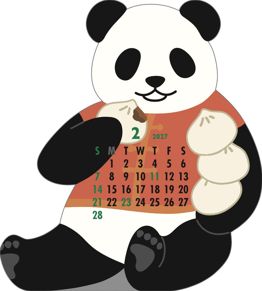 2027 Die-Cut Calendar - Panda