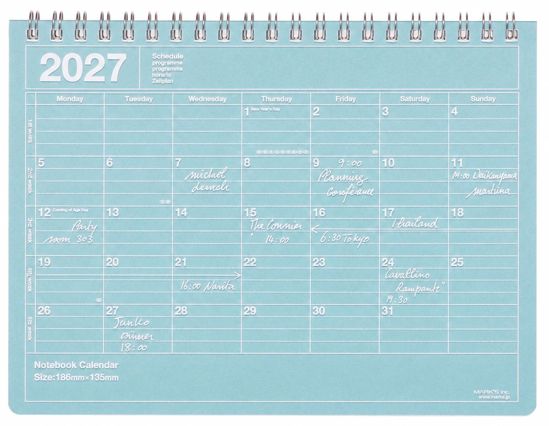 2027 Marks Blue Jan Start S Weekly Desk Planner